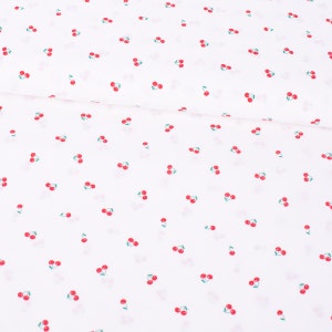 Cotton fabric cherries small white red green 1.45 m width
