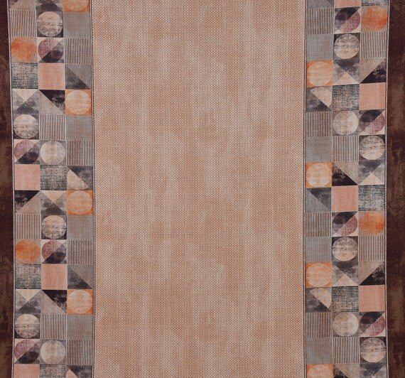Dekostoff Meterware Baumwollstoff Tischdeckenstoff Mit Beidseitiger Bordüre Grafisch Beige Braun 160cm