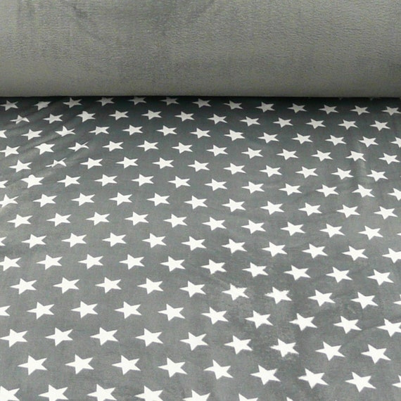 Wellness Nicki Fleece Stoff dunkelgrau weiß Sterne
