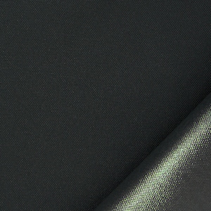 May include: A close-up of a dark gray fabric with a subtle sheen. The fabric has a woven texture and is folded over on itself.