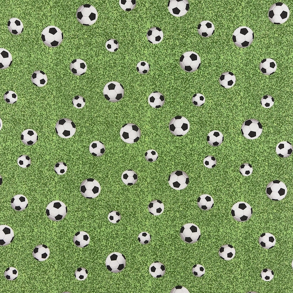 Dekostoff Canvas Ottoman Fußballstoff Gras grün schwarz weiß