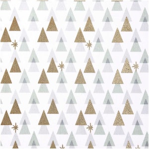 Rico Design cotton fabric printed fabric graphic fir trees white gold 50x140