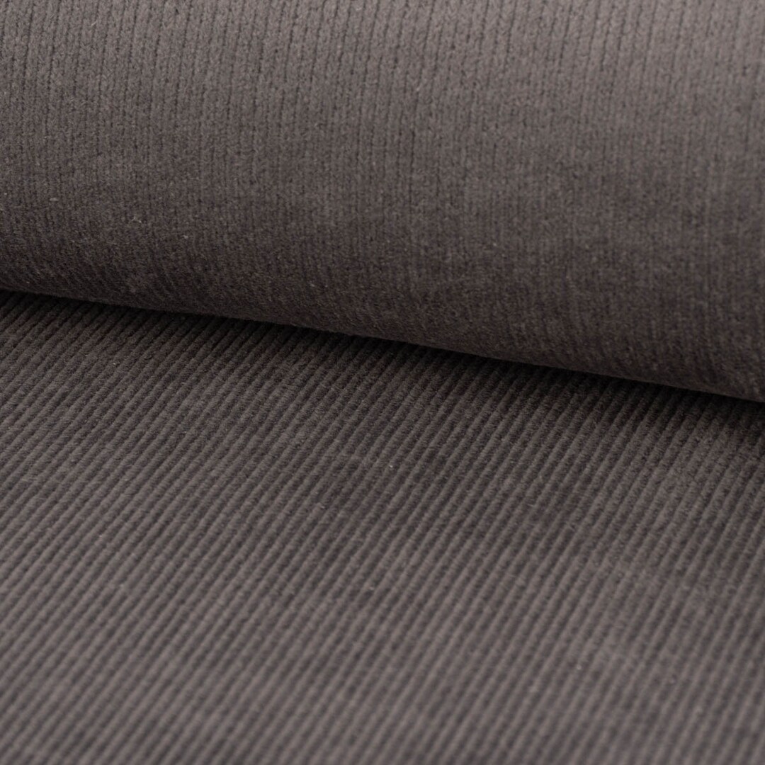 STOFFBOOK Breitcord Stretch-Stoff – 5 Mm Rippen, 142 Cm Breit, Grau. 97% Baumwolle, 3% Elasthan, Meterware.