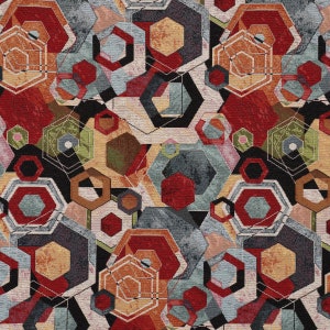 Dekostoff Gobelin Premium Geometric Colourful Art Hexagon bunt 1,4m