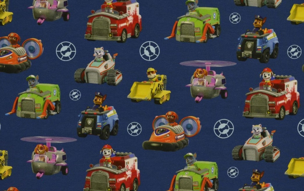 Jersey Jersey Fabric Disney Paw Patrol Dogs Blue Colorful Etsy