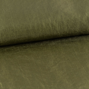 Taffeta fabric crushed clothing fabric plain olive green 1.40 m width