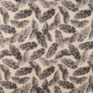 Dekostoff Leinenlook Safari Leaves Palmenblätter natur grau 1,40m
