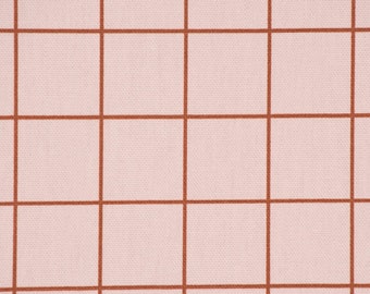 Tissu déco toile de coton Jacques quadrillage carreaux rose marron 1,5 m