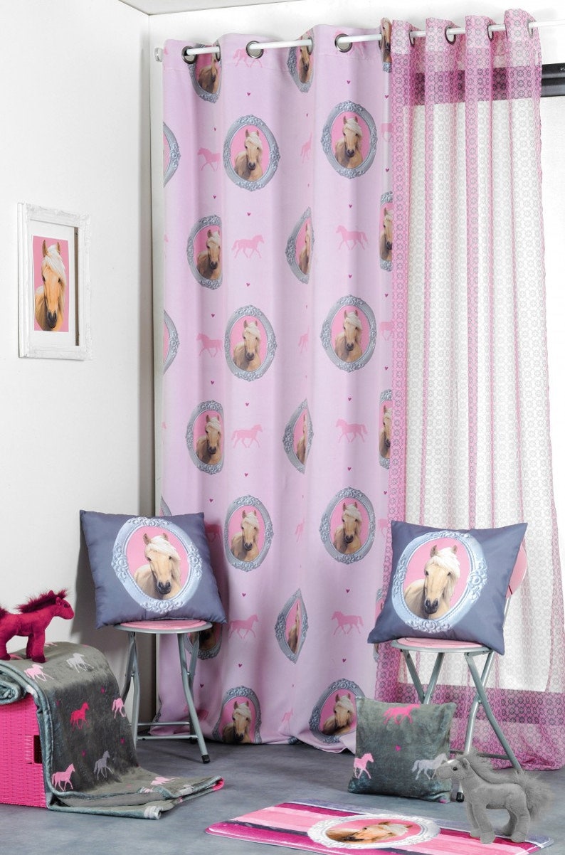 Finished curtain \u00d6sengardine Voile Pink Grey pattern 135 x 260 cm