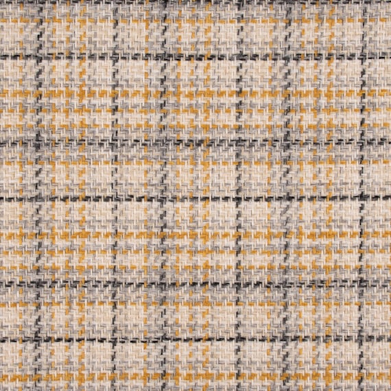 Polsterstoff Dekostoff Flachgewebe Victoria Karo beige gelb 1,40m