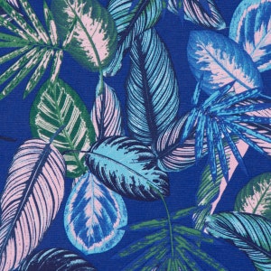 Decorative fabric canvas cotton fabric jungle plants leaves blue light blue