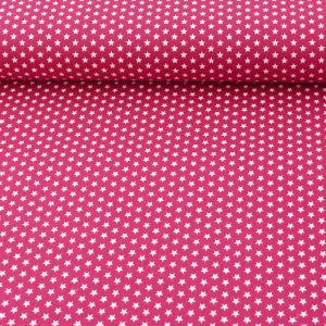 Baumwollstoff Mini Sterne cerise pink weiß