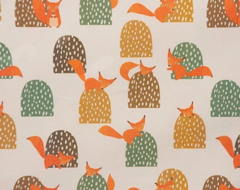 Decorative fabric cotton squirrel hills mint brown ocher orange room h