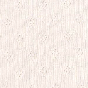 Maille fine jersey de coton motif pointoille ajouré uni crème