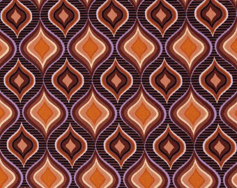 Viscose clothing fabric stretch retro peacock eyes brown 1.4 m width
