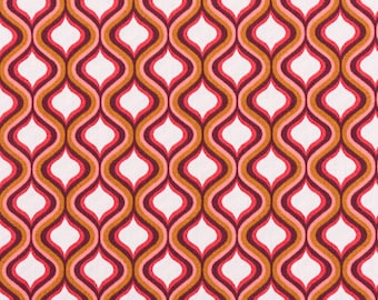 Cotton fabric poplin GEOMETRIC Retro Trellis ecru red 1.45 m width