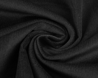 Stretch Meterware Cord einfarbig schwarz 140cm