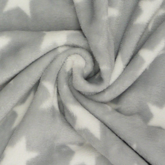Meterware Nicki Stoff Sterne Fleece Stoff Sterne Grau Wellness