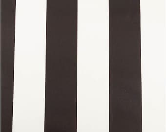 Tessuto di cotone al metro, tessuto decorativo, mezzo panama, stampa digitale, righe, nero ed ecru, 140 cm