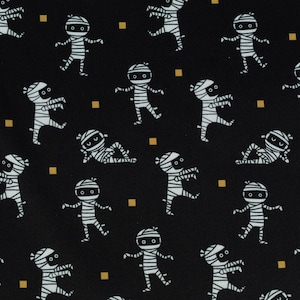 Jersey Foliendruck Halloween Mumien glänzend schwarz 1,45m Breite