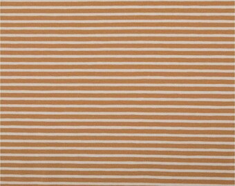 Jersey Stoff Meterware Baumwolljersey Rayure Streifen camel ecru 145cm