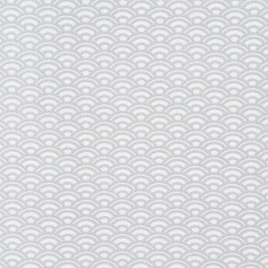 Cotton fabric SAIJO waves arches graphic white pale green 1.5 m width