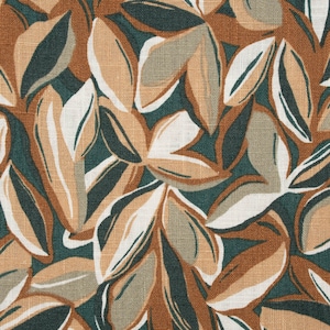 Linen fabric pure linen pre-washed Leaves green 1.40 m width