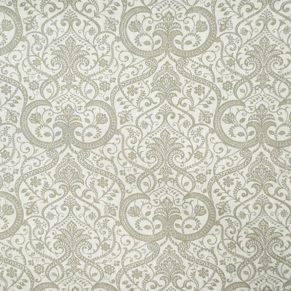 Leinen Dekostoff Meterware CELIE TOILE Ornament creme taupe