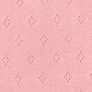 Maille fine jersey de coton motif pointoille ajouré uni rose