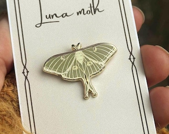 Luna Moth Enamel Pin | Hard Enamel Pin | Cottagecore Gift | Nature Jewelry | Witchy Accessory | Pin Collector Gift | Gift for Her