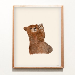 Pittura dell'acquerello dell'orso, illustrazione animale, arredamento per la casa, stampa d'arte della fauna selvatica, arredamento della stanza del vivaio del bosco