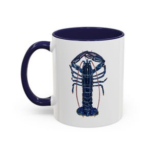 Lobster Mug, Sea Life Ocean Creature Ceramic Cup, Coastal Nautical Kitchen Decor, Fisherman Coffee Mugs, Gift for Marine Biologist,