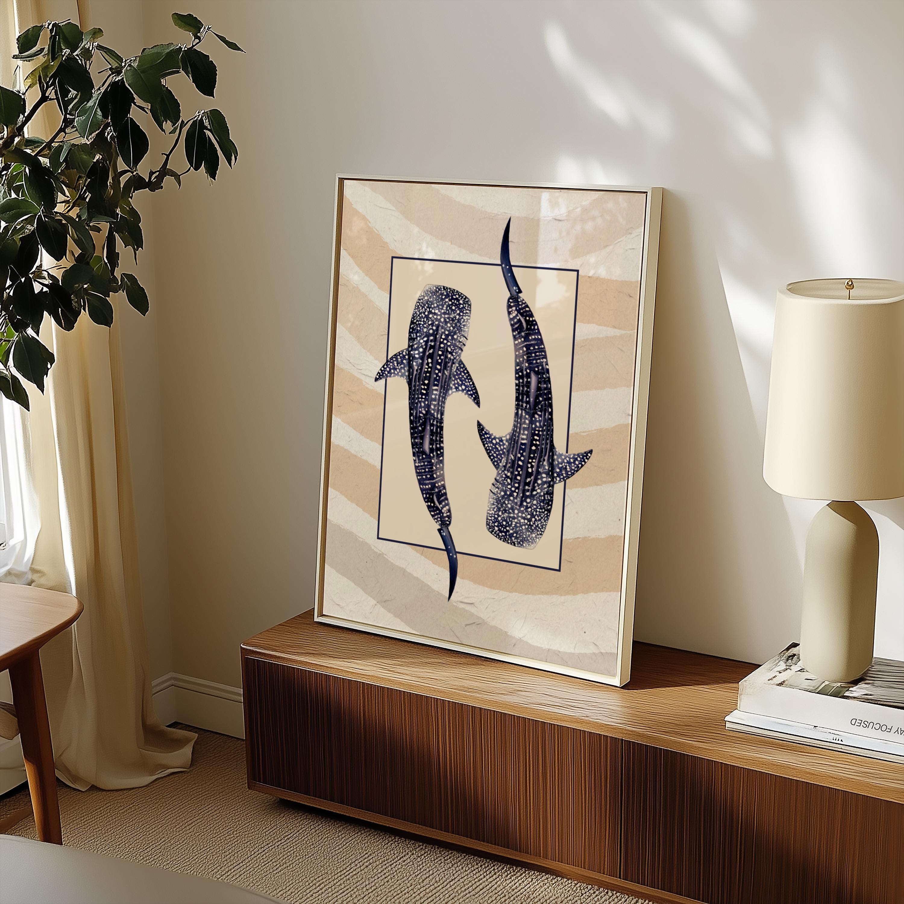 Whale Shark Poster, Marine Art Print, Sea Life Wall Decor, Living Room ...