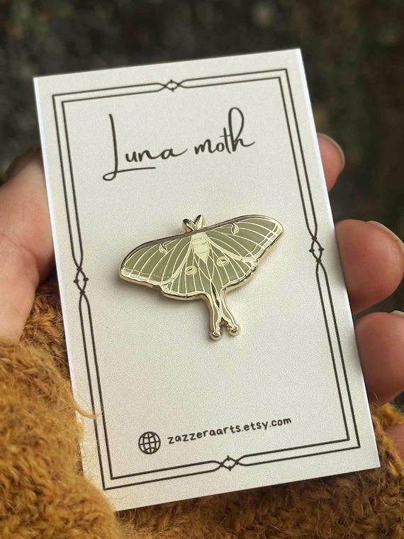 Luna Moth Enamel Pin | Butterfly Insect Pin | Celestial Green Moth Accessory | Cottagecore Boho Jewelry | Nature Lover Gift | Bug Lover
