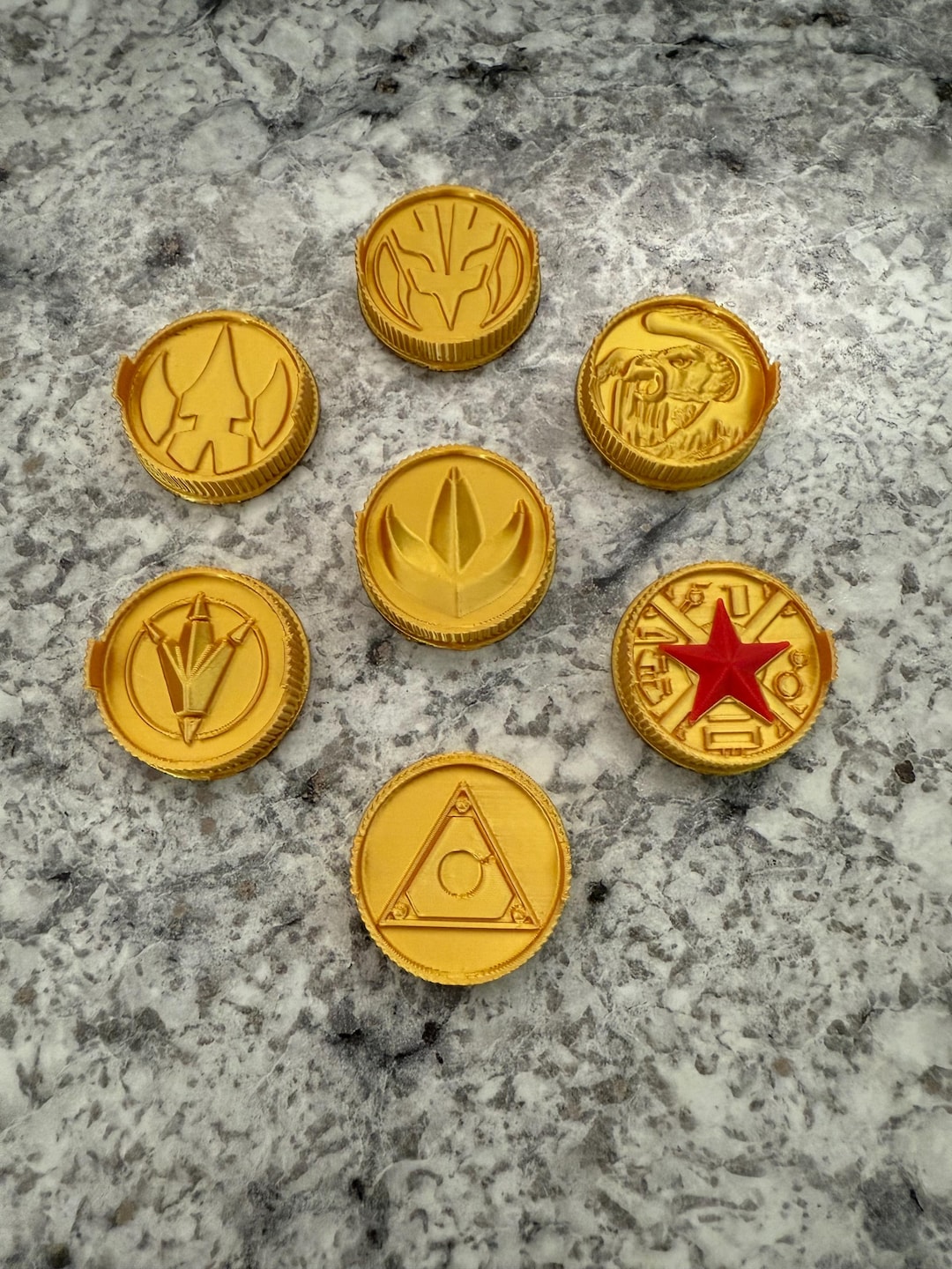 Power Rangers Playmates Re-ignition Morpher Coins - All 7 Tommy