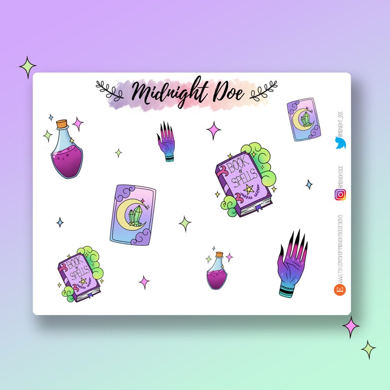 Witchy Stickers Planner Sticker Sheet Art Stickers Spell | Etsy