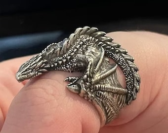Mother of Dragons Ring, Flying Dragon, How to Train Your Dragon, Silver 925, Men&#39;s and Women&#39;s Unisex, Christmas Gift, Celtic Fantasy Ring