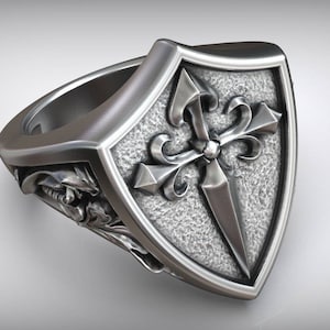 Silver Santiago Orden Signet Cross Ring, Men&#39;s and Women&#39;s perfect gift, Religious Ring for a gift, Perfect present for him or her