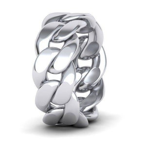 Cuban Chain Link Ring, Wedding band, Men's Women's 925 Engagement Ring, Groomsmen Gift, Christmas, Custom Ring, Silver