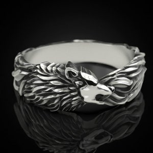 Winter Is Coming Wolf Ring Sterling Silver Men Band Ring, Wolf Silver Jewelry, Wolf Silver Band, Animal Ring, Minimalist Ring, Gift For Men