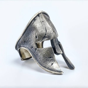 925 Silver Custom Spartan Ring, Ancient Oxidized Christmas Ring, Men&#39;s and Women&#39;s, Gift Idea, Helmet Ring, Battle Ring