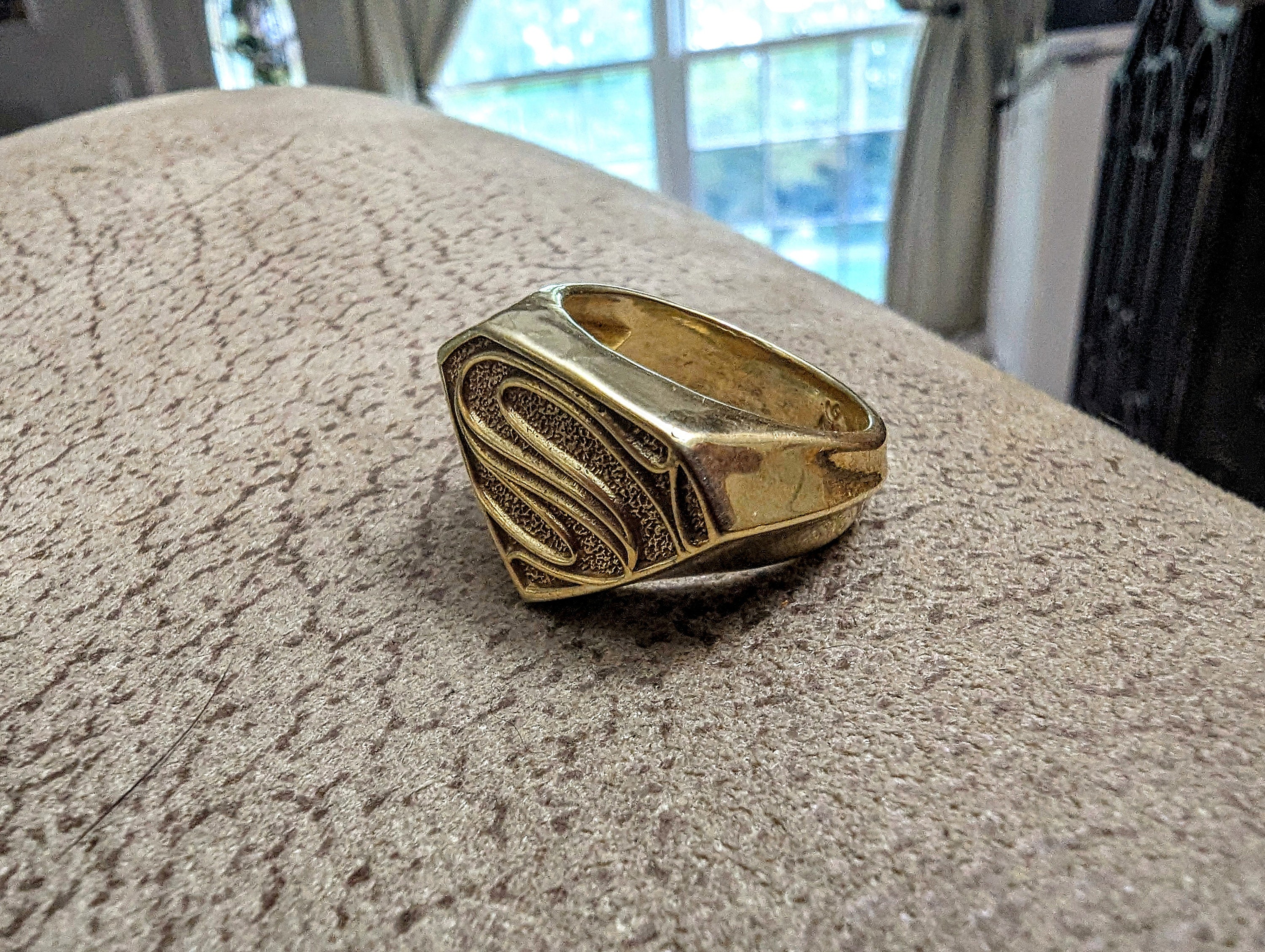 Superman Signet Ring, 925 Silver, Gold, Superhero Jewelry