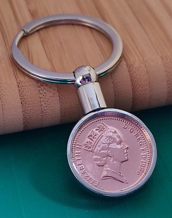 30th Birthday 1996 Lucky Penny Keyring: Double-sided UK coin, see both sides. Gift Wrapped  (Quicker delivery option at checkout)