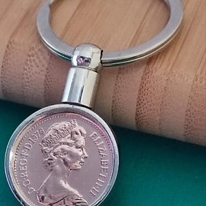 50th Birthday 1976 Lucky Penny Keyring: Double-sided UK coin, see both sides. Gift Wrapped  (Quicker delivery option at checkout)