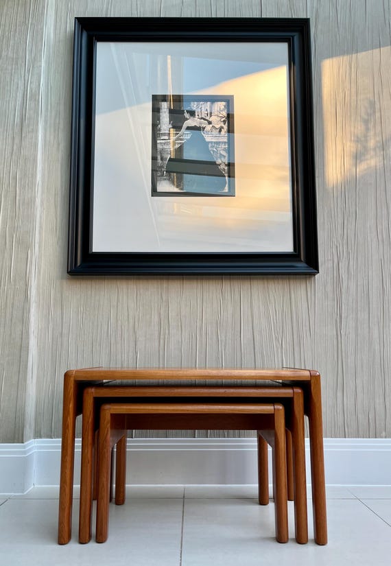 Danish Teak Nest of Three  Mid-Century Modern Tables stamped Made in Denmark