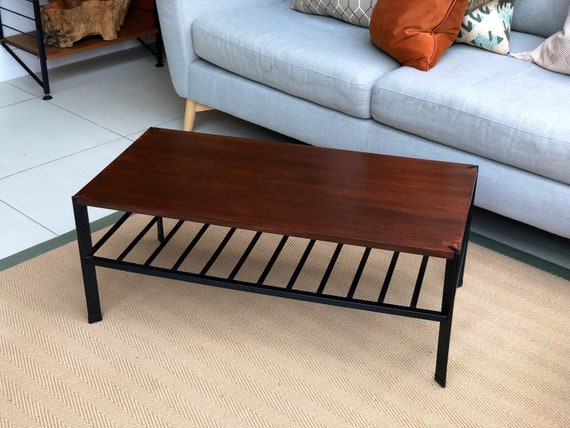 A Ladderax style Teak and Metal Frame Coffee Table Mid Century