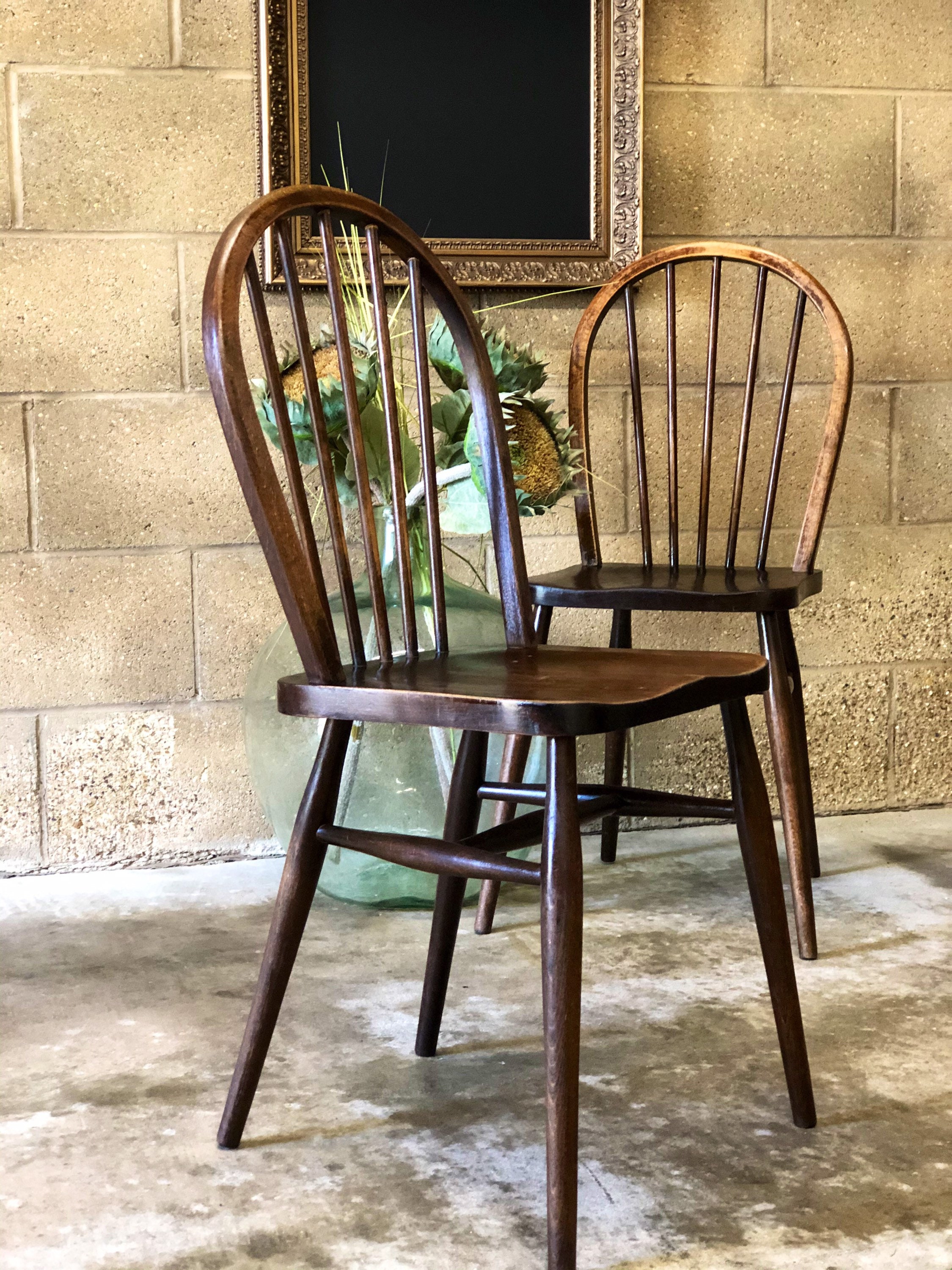 A Vintage Pair of Ercol Style Windsor Kitchen/Dining Chairs