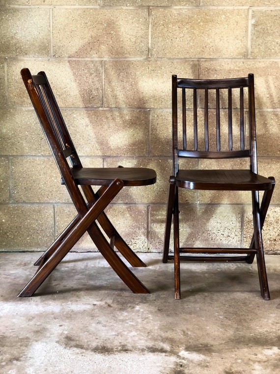 A Vintage Pair of Thonet Style Folding Cinema Chairs