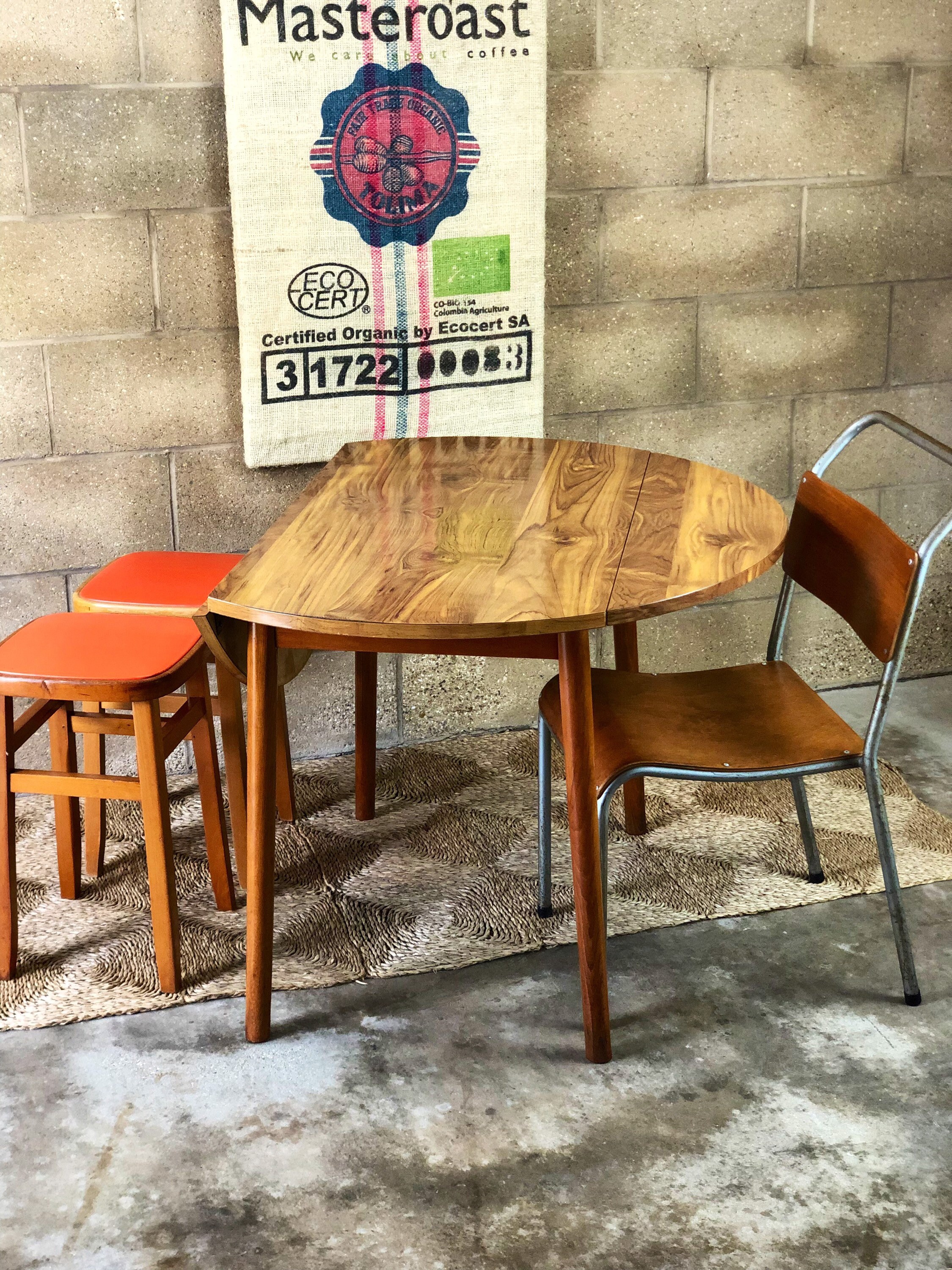 Round Retro Formica Folding Kitchen Table