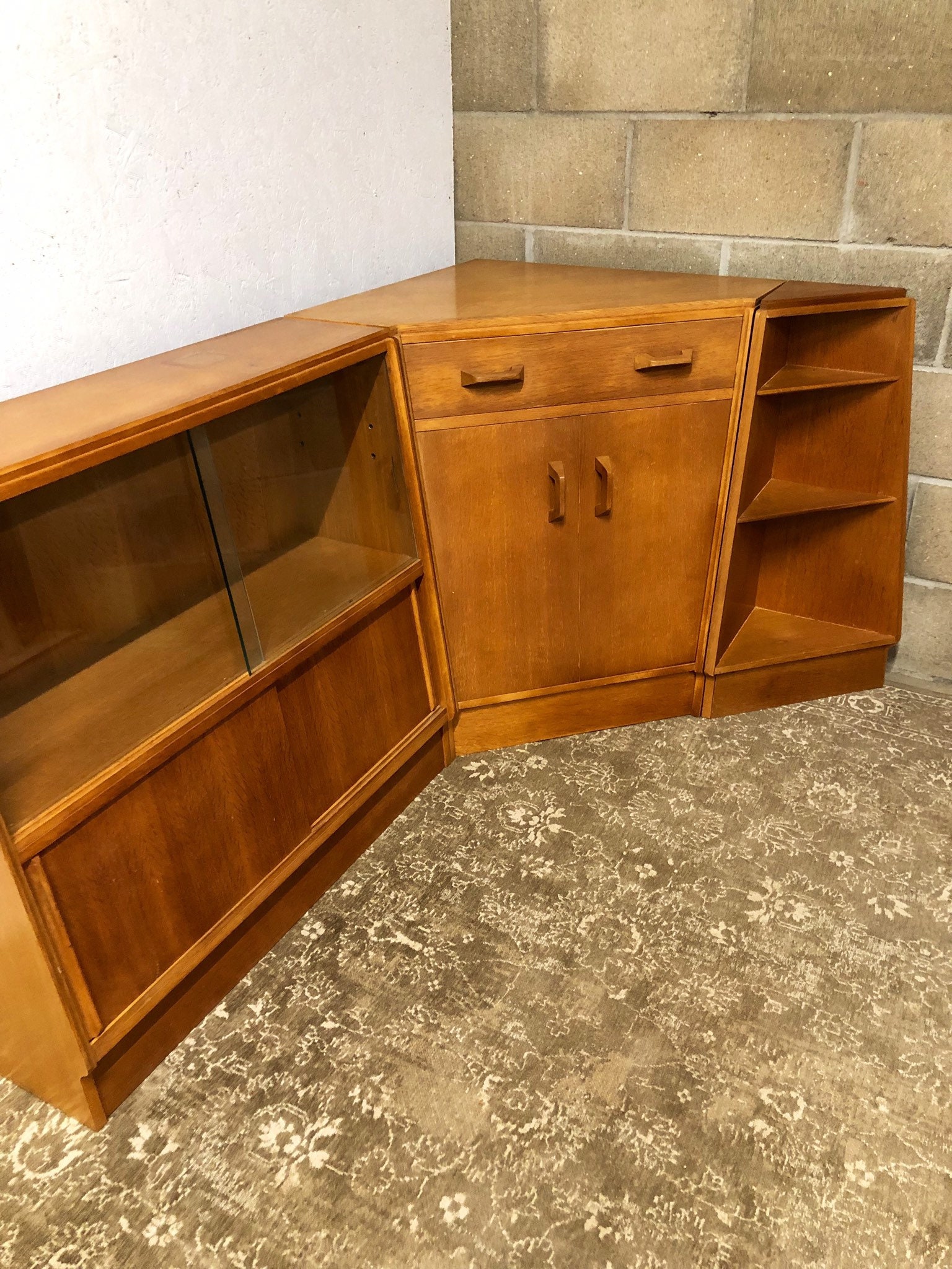 G Plan's Modular Corner Storage Unit From The Brandon Range in Light Oak